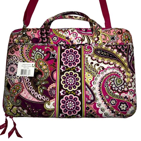 Vera Bradley Laptop Portfolio Hard Shell Computer Travel Very Berry Paisley NWT - Picture 3 of 6